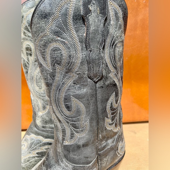 Vtg Dan Post Women’s Cowboy Western Boots Gray Leather size 7M Festival Boho - Picture 3 of 7
